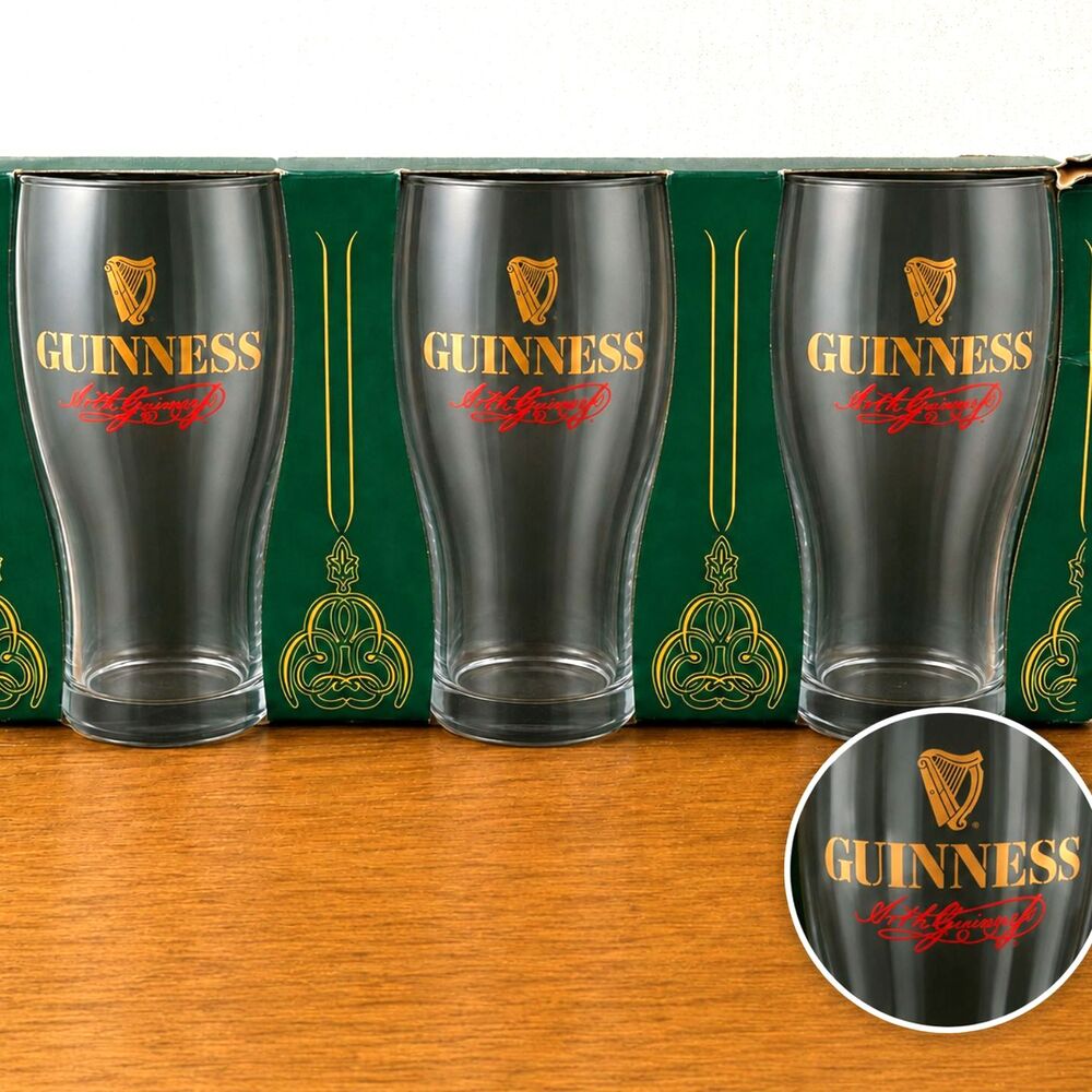 Guinness Irish Pub Series Genuine Tulip Pint Glasses Set of 3 w/ Box